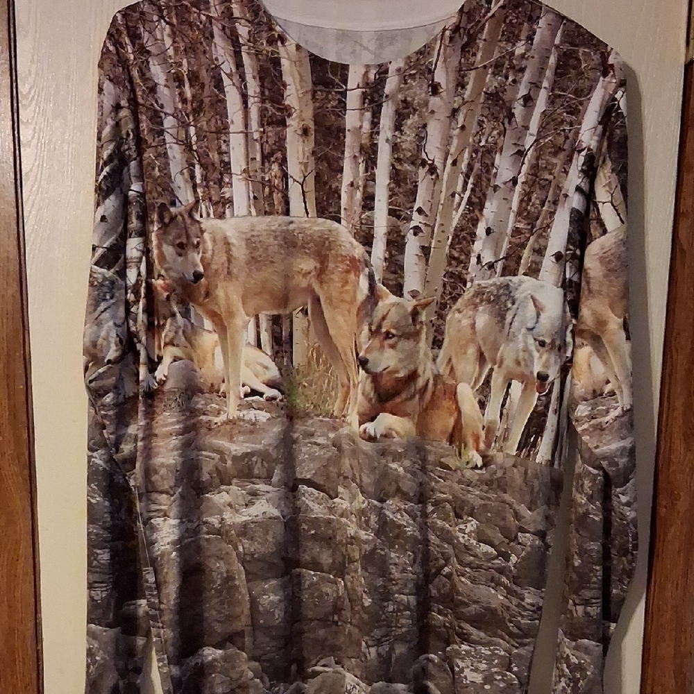 Wolf Print Long Sleeve Shirt